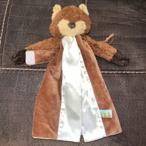 Retired Bunnies by the Bay Fox Lovey Security Blanket Brown Cream Satin 12” Baby